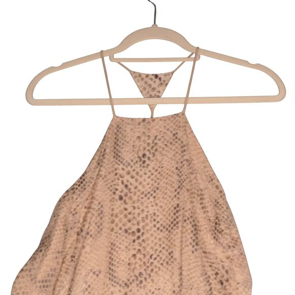 Silence Noise Anthropologie Dress Womens S Beige Metallic Animal Halter Mini - Picture 2 of 13
